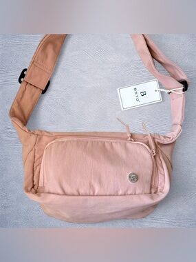 Water-Resistant Nylon Crossbody Sling Bag Pink